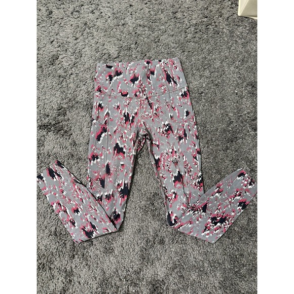 lululemon athletica Pants - LULULEMON Patterned Fast & Free 7/8 Tight Athletic Leggings w Pockets Sz 4 Gray